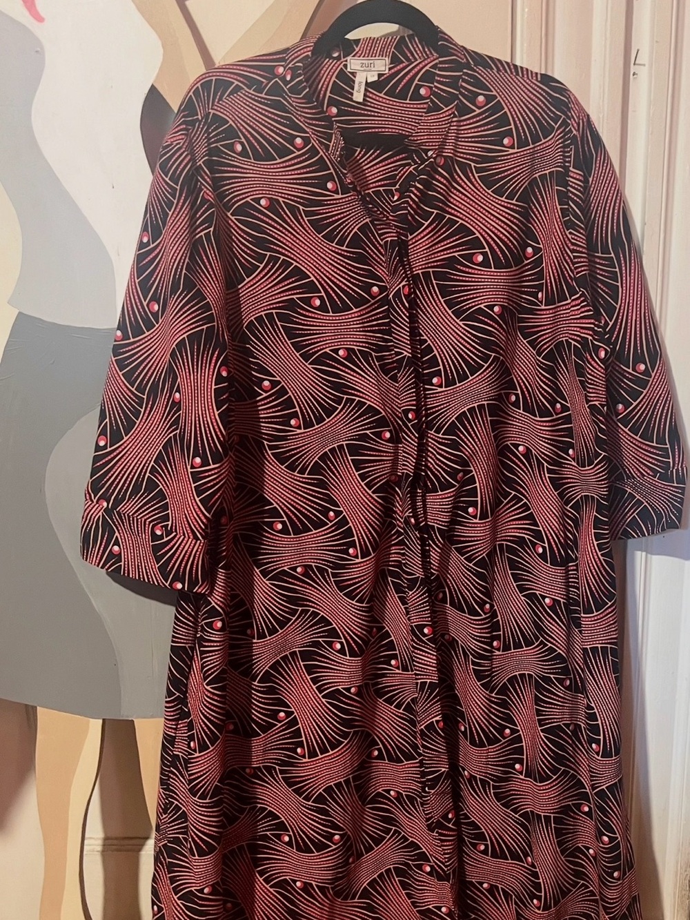 Black and Pink Patterned Zuri Dress